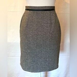 Petite Sophisticate Herringbone Pencil Skirt/ faux leather trim on waist band 
-